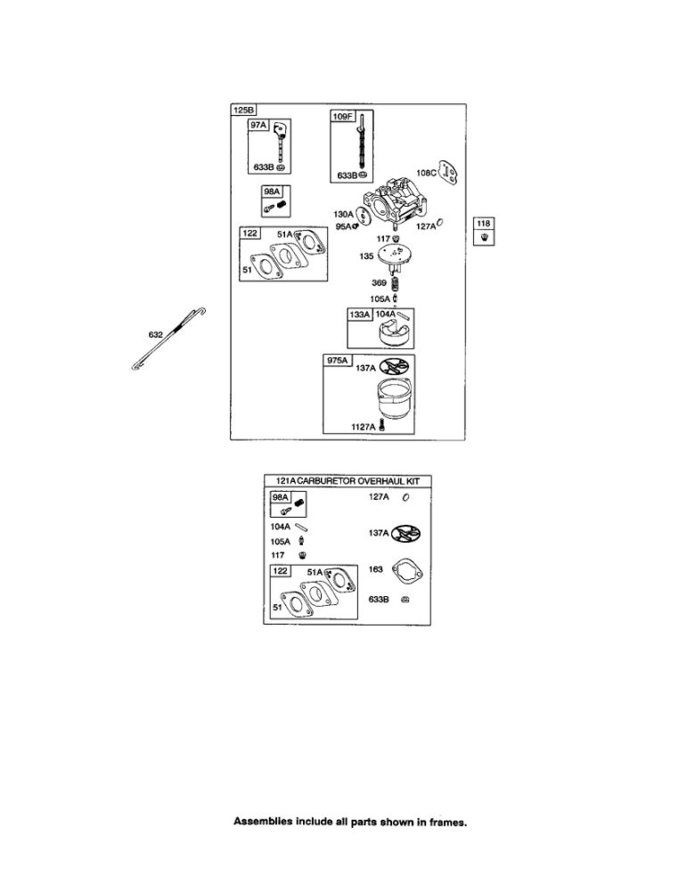 Carburetor Diagram and Parts List for 20M200 0007-0919 Briggs and Stratton Engine